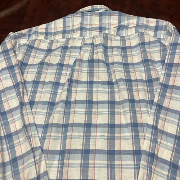 Peter Millar blue white pink plaid long sleeve button down shirt, size XL - Picture 11 of 13